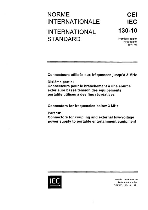 Cover IEC 60130-10:1971